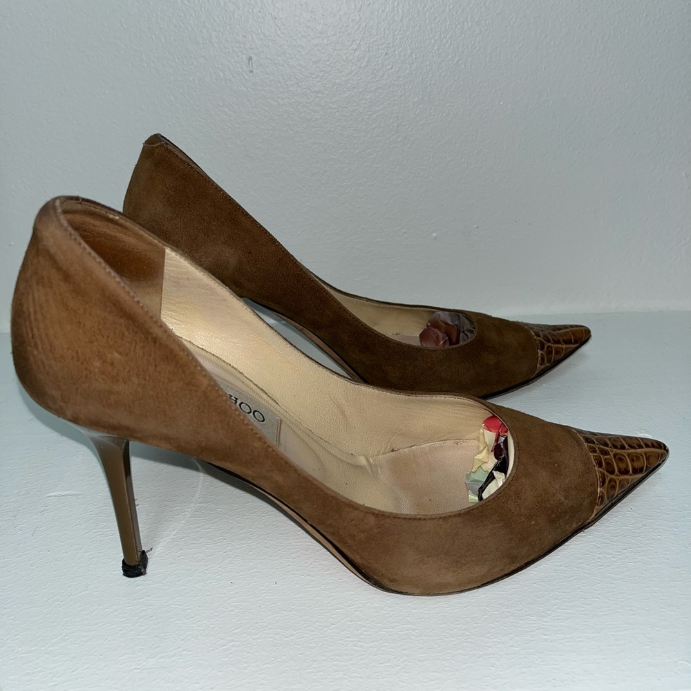 Jimmy Choo Brown Suede Heels - Picture 10 of 13